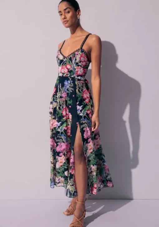 Outlet Charo Ruiz Iraso Long Dress Black Botanical