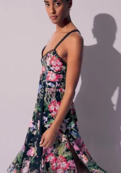 Outlet Charo Ruiz Iraso Long Dress Black Botanical