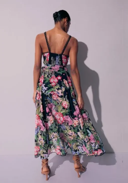 Outlet Charo Ruiz Iraso Long Dress Black Botanical