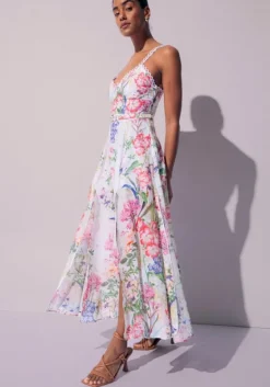 Clearance Charo Ruiz Iraso Long Dress White Botanical