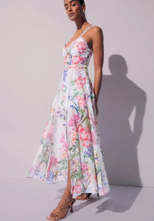 Clearance Charo Ruiz Iraso Long Dress White Botanical