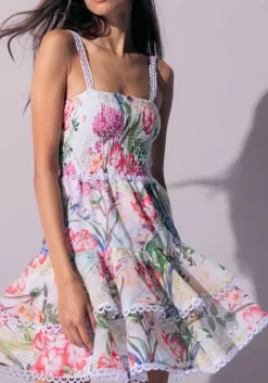 Online Charo Ruiz Iris Short Dress White Botanical
