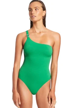 Fashion JETS Swimwear Isla One Shoulder Swimsuit Green
