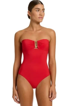 Hot JETS Swimwear Jetset Bandeau Swimsuit Rosso