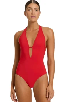 Outlet JETS Swimwear Jetset Deep V Swimsuit Rosso