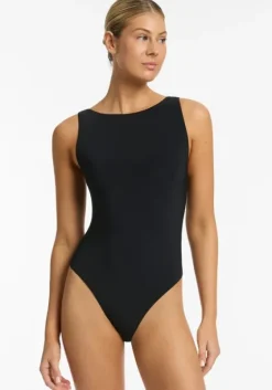 Fashion JETS Swimwear Jetset High Leg Tank Swimsuit Black