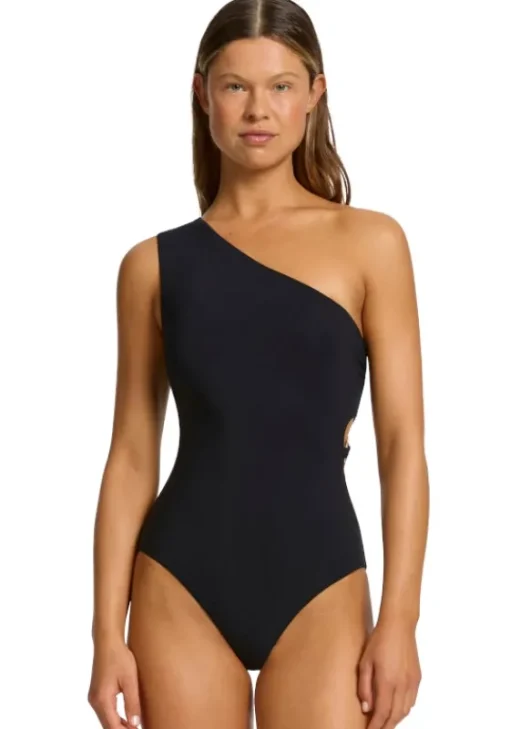Hot JETS Swimwear Jetset Lien One Shoulder Swimsuit Black