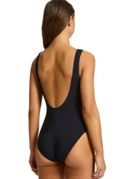 Hot JETS Swimwear Jetset Lien Plunge Swimsuit Black