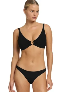Hot JETS Swimwear Jetset Trim Triangle Bikini Black