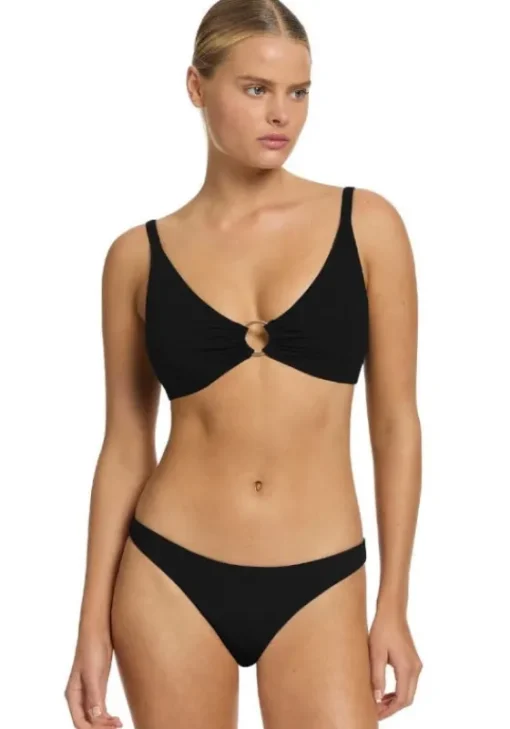 Hot JETS Swimwear Jetset Trim Triangle Bikini Black