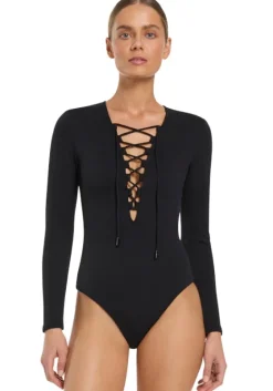 Clearance JETS Swimwear Joali Long Sleeve Surfsuit Black