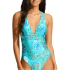 Discount Seafolly La Mer Cross Back Swimsuit Blue
