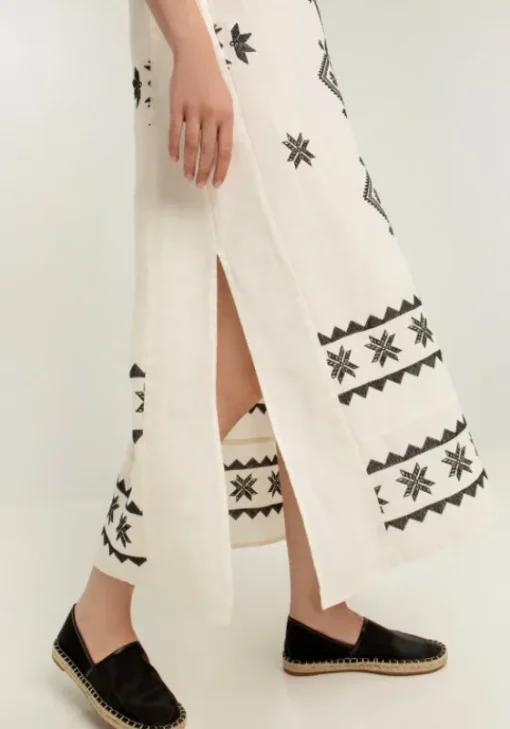 Outlet Greek Archaic Kori Lefkada Belted Midi Dress Natural