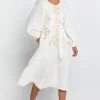 Fashion Greek Archaic Kori Lefkada Scoop Neck Midi Dress White White/Gold