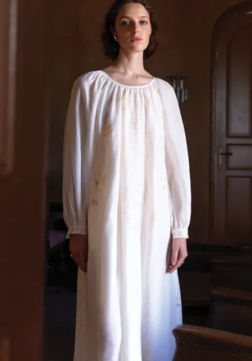 Fashion Greek Archaic Kori Lefkada Scoop Neck Midi Dress White White/Gold