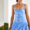 Clearance Charo Ruiz Lira Short Dress Blue WashedBlue