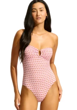 Hot Seafolly Mala Ring Front Bandeau Swimsuit Blossom