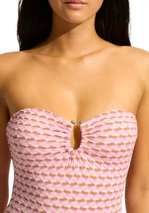 Hot Seafolly Mala Ring Front Bandeau Swimsuit Blossom