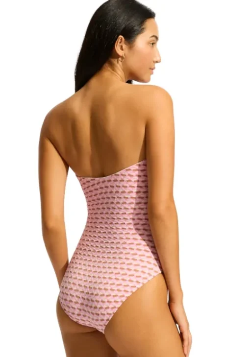 Hot Seafolly Mala Ring Front Bandeau Swimsuit Blossom