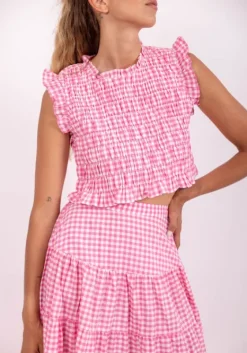 Outlet Sundress Malone Top Gingham Pink