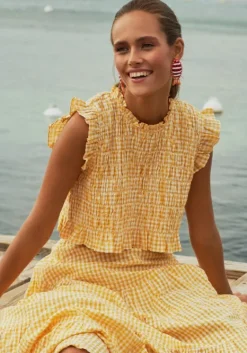 Sale Sundress Malone Top Yellow Gingham