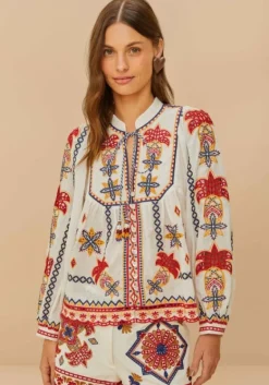 New Farm Rio Marys Tiles Embroidered Blouse