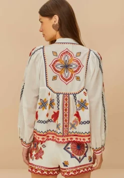 New Farm Rio Marys Tiles Embroidered Blouse