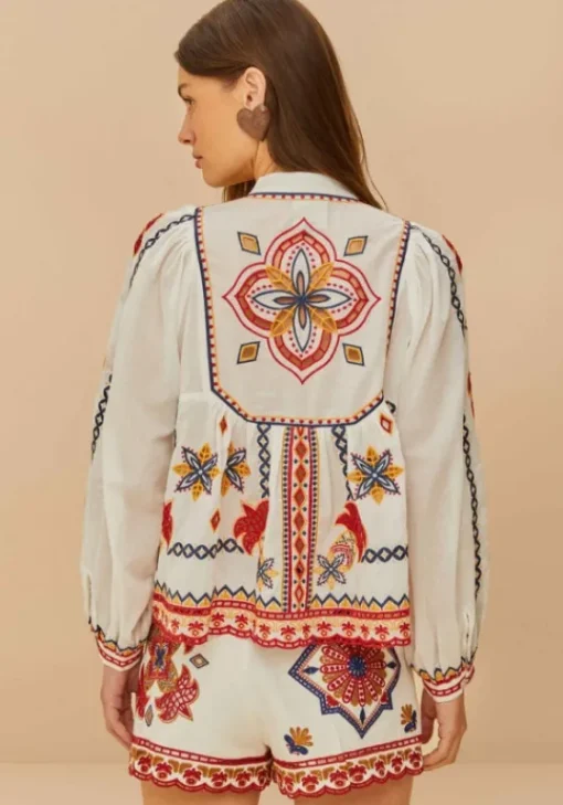 New Farm Rio Marys Tiles Embroidered Blouse