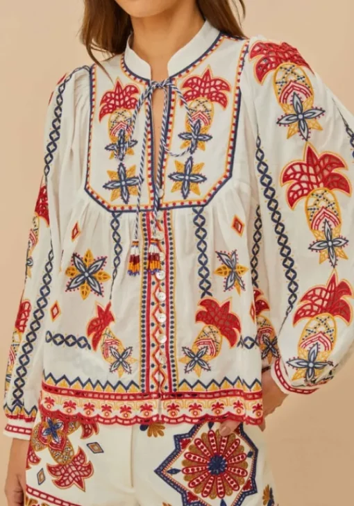 New Farm Rio Marys Tiles Embroidered Blouse