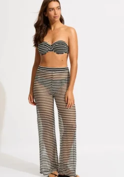 Discount Seafolly Mesh Effect Beach Pant Black White/Black