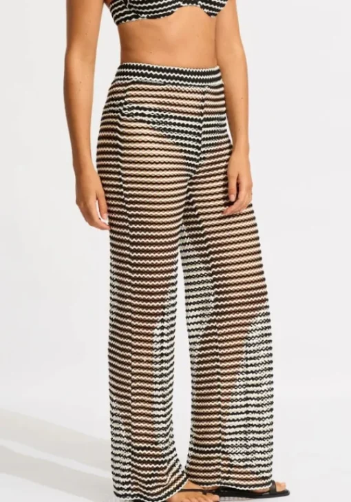 Discount Seafolly Mesh Effect Beach Pant Black White/Black
