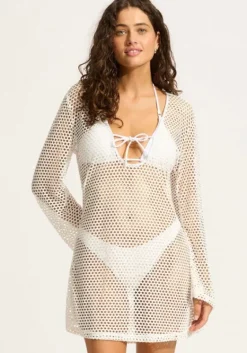 Sale Seafolly Mesh Effect Kaftan White