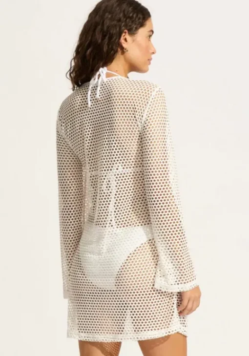 Sale Seafolly Mesh Effect Kaftan White