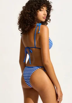Hot Seafolly Mesh Effect Triangle Bikini Azure Mesh Effect Azure