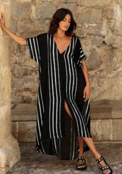 Fashion Pitusa Metallic Striped Kaftan