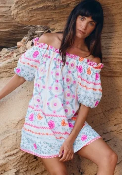 Online Juliet Dunn Mexican Embroidered Off Shoulder Dress Mexican Embroidery