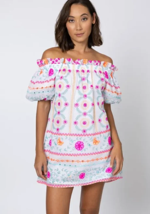 Online Juliet Dunn Mexican Embroidered Off Shoulder Dress Mexican Embroidery