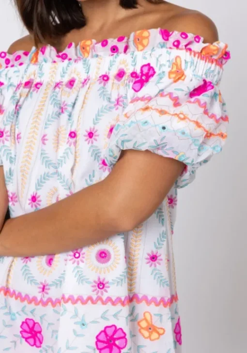 Online Juliet Dunn Mexican Embroidered Off Shoulder Dress Mexican Embroidery