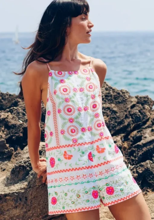 Outlet Juliet Dunn Mexican Embroidered Playsuit Mexican Embroidery