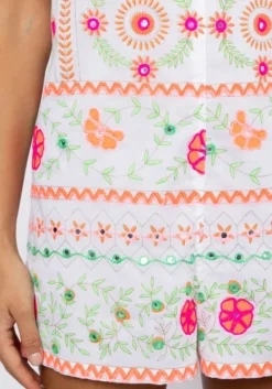 Outlet Juliet Dunn Mexican Embroidered Playsuit Mexican Embroidery