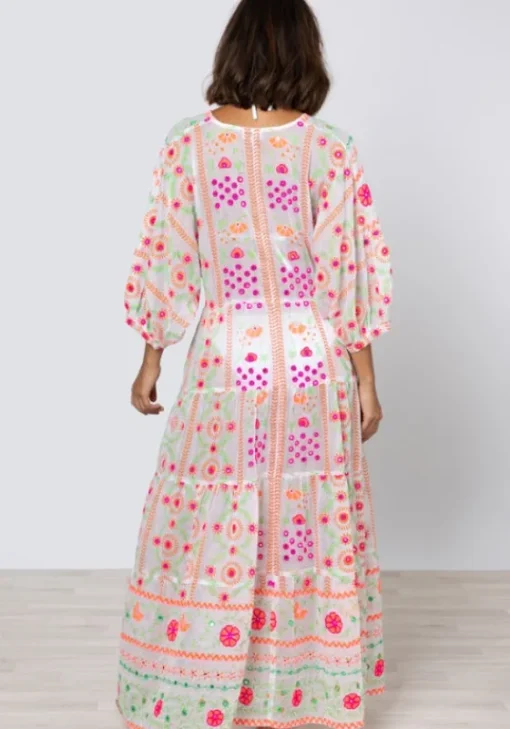 Discount Juliet Dunn Mexican Embroidered V Neck Maxi Dress Mexican Embroidery