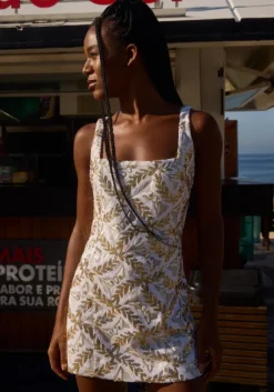 Best Sundress Mira Dress White Gold Feuillage