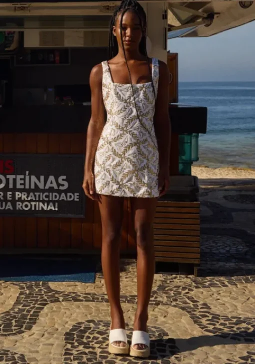 Best Sundress Mira Dress White Gold Feuillage