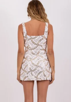 Best Sundress Mira Dress White Gold Feuillage