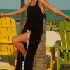 New Pitusa Monochrome Tassel Slit Dress Black