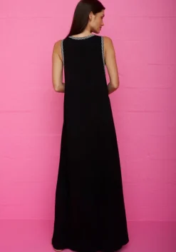 New Pitusa Monochrome Tassel Slit Dress Black
