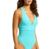 Best Seafolly Cross Back Swimsuit Atoll Blue Oasis