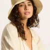Discount Seafolly Packable Raffia Bucket Hat Beige
