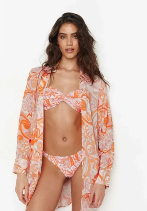 New Melissa Odabash Paige Shirt Mirage Orange