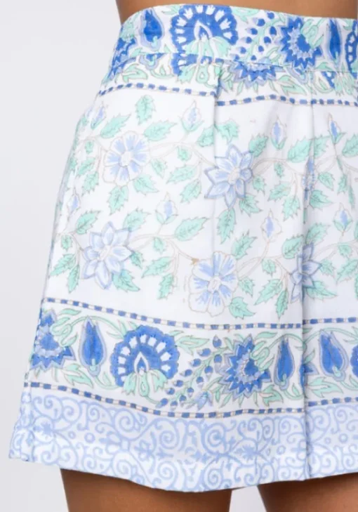 Outlet Juliet Dunn Paisley Block Print Shorts Periwinkle
